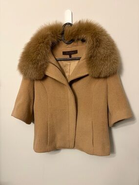 MaxMara Alpaca Wool blend Short Coat with Fur Collar